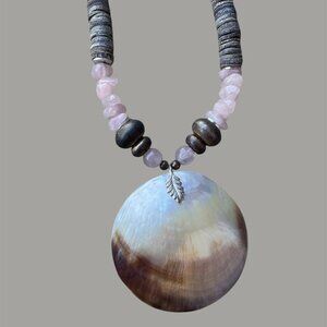 Mother of Pearl Pendant Necklace, Large Statement Pendant